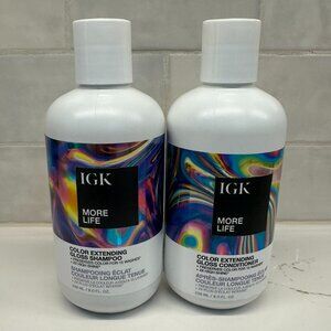 NEW & SEALED IGK More Life Color Extending Gloss Shampoo & Conditioner Set 8oz